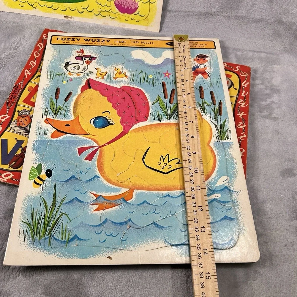 Vintage Lot 4‎ Tray Inlay Puzzles Casper Ghost Fuzzy Wuzzy ABC Preschool 1960s